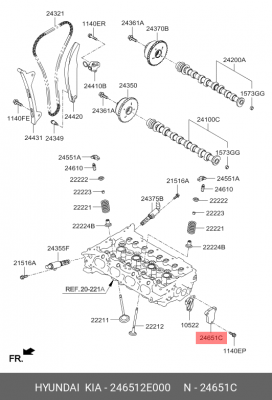 Крышка HYUNDAI Sonata (15-) блока цилиндров OE 246512E000 HYUNDAI KIA