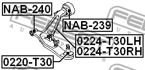 Рычаг подвески 0224-T30LH 0224-T30LH FEBEST