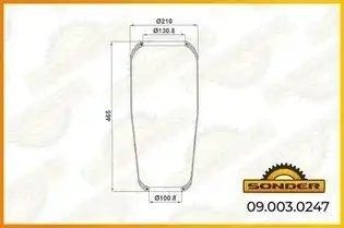 Пневморессора Premium без стакана и крышки (чулок) 882N1 210/465 MAN — 3 года бе 090030248 SONDER