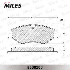 Колодки тормозные передние (Смесь CERAMIC серия PRO) MERCEDES SPRINTER 95/VITO 0 E500260 MILES