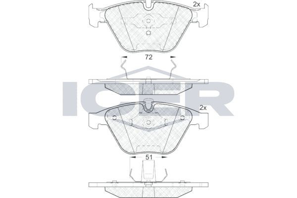 181577 колодки дисковые передние !\ BMW E65/E66 3.5i/4.5i/3.0D/4.0D 01> 181577 ICER
