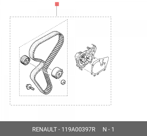 КОМП РЕМЕНЬ ГРМ РОЛИК ВОД ПОМПА 119A00397R 119A00397R RENAULT