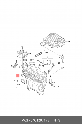 Прокладка коллектора VW Polo SKODA Octavia,Rapid впускного OE 04C 129 717 B VAG
