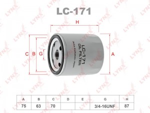 Фильтр масляный подходит для TOYOTA Camry 2.5 91/3.0 91/Corolla 1.4D 04/Land Cru LC-171 LYNXAUTO