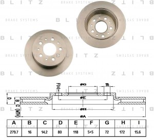 Диск тормозной задний CITROEN Jumper 06-FIAT Ducato 06-PEUGEOT Boxer 06- BS0264 BS0264 BLITZ