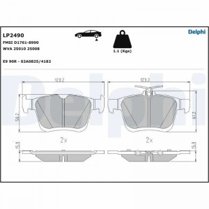 Колодки задние VW GOLF VII LP2490 LP2490 DELPHI