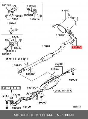 Болт MITSUBISHI Airtrek крепления глушителя OE MU000444 MITSUBISHI