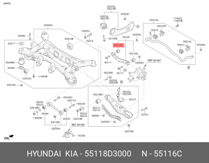 Сайлентблок HYUNDAI Tucson (15-) KIA Sportage (16-) рычага поперечного заднего № 55118D3000 HYUNDAI KIA