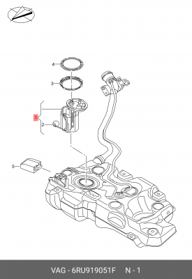 Насос топливный VW Polo (11-) OE 6RU919051F VAG
