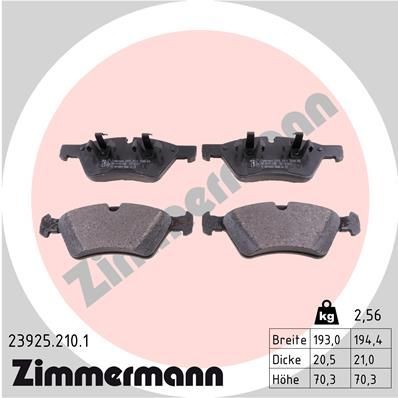 колодки дисковые !перед. 193x70x20 \MB W164/W251 3.5-3.0DCi 05> 239252101 ZIMMERMANN