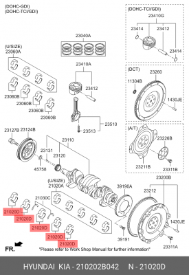 вкладыши коренные! STD E\ Hyundai Solaris, KIA Rio 1.6 G4FC 09> 210202B042 HYUNDAI
