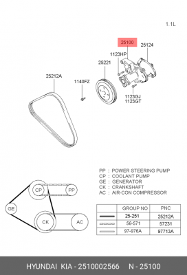 HYUNDAI НАСОС ВОДЯНОЙ 25100-02566 HYUNDAI