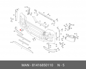 Заглушка MAN TGS бампера правая круглая OE 81416850110 MAN