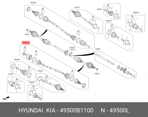 Привод HYUNDAI Genesis (14-) колеса переднего левый OE 49500B1100 HYUNDAI KIA