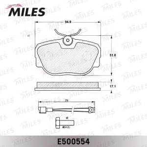 Колодки тормозные передние (Смесь CERAMIC серия PRO) BMW E30 1.6-2.5 82-93 (TRW  E500554 MILES