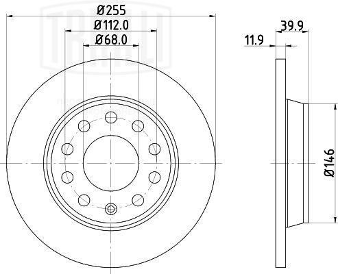 Диск торм. Audi A4 (00-)/(04-) зад. d=255 (DF 180133)  2шт DF 180133 TRIALLI