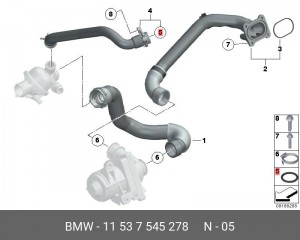 Кольцо уплотнительное BMW шланга системы охлаждения OE 11 53 7 545 278 BMW
