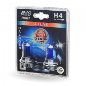 Лампа галогенная H4 12В 6055 Вт (5000К) кт. 2шт. AVS ATLAS A78569S A78569S AVS