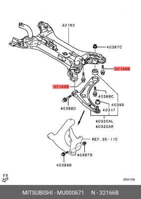 Болт MITSUBISHI подвески передней OE MU000671 MITSUBISHI