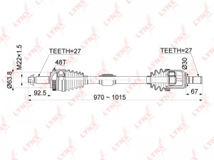 привод в сборе! правый\ Hyundai Sonata(YF) 2.0-2.4 09-14 CD-1067A LYNXAUTO