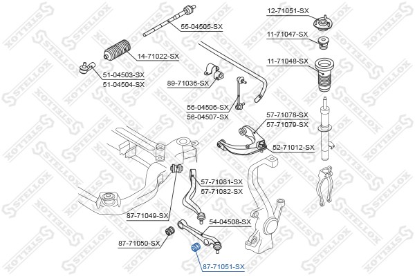 сайлентблок нижн. рычага пер. наружн.!\ Mazda 6 GG/GY all 02> 87-71051-SX STELLOX