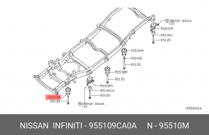 сайлентблок подрамника!\ Nissan Pathfinder R51M 05-13 95510-9CA0A NISSAN