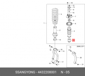 Отбойник амортизатора SSANGYONG Actyon (06-),Actyon Sports (06-),Rexton (02-) пе 4432208001 SSANG YONG