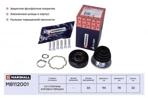 ШРУС внутр. Audi 100 C3 82-  80 B2 B3 B4 78-  A3 8L 96- Skoda Octavia I A4 II A5 M8112001 MARSHALL