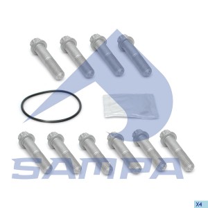 Болт SAF крепления диска тормозного (M14x1.5x65) (комплект 10шт.,смазка,уплотнен 075.620 SAMPA