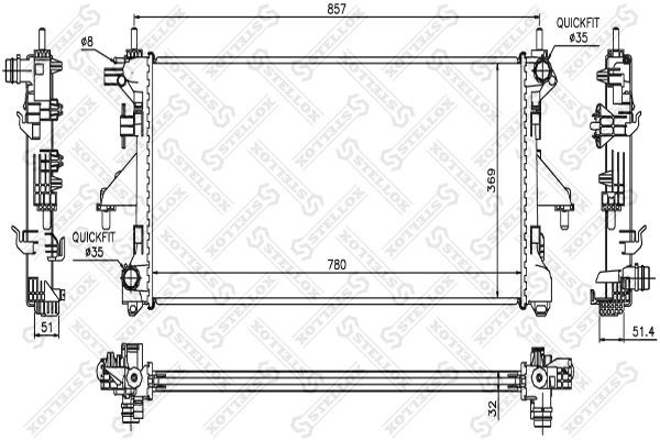 радиатор системы охлаждения! МКПП\ Fiat Ducato IV 2.3JTD 06> 10-25355-SX STELLOX
