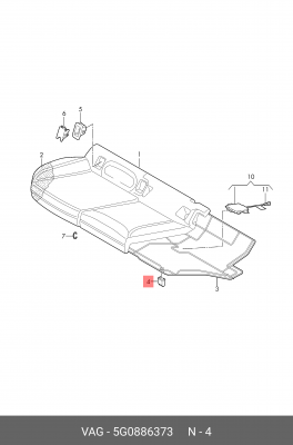 Заглушка SKODA сиденья OE 5G0 886 373 VAG