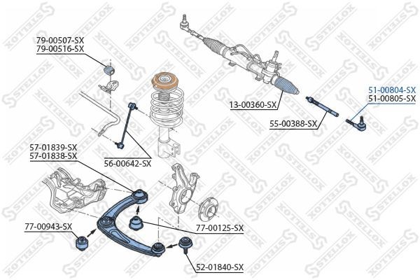 наконечник рулевой левый! Peugeot 308/3008/5008 all 07>/Citroen Berlingo all 08> 51-00804-SX STELLOX