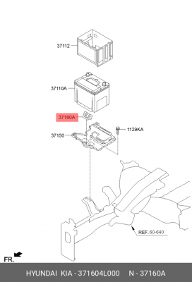 Кронштейн HYUNDAI Solaris (10-) KIA Rio (11-) площадки крепления аккумулятора OE 371604L000 HYUNDAI KIA