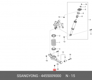 Гайка SSANGYONG Actyon (10-) болта рычага подвески задней OE 4455009000 SSANG YONG