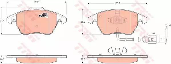 Колодки передние SKODA OCTAVIA (1Z_), FABIA II, VW PASSAT (36_, 3C_, 357) GDB155 GDB1550 TRW