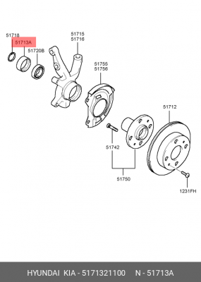 сальник ступицы передний!\ Hyundai Accent 95-99/Elantra/Coupe 90-95/Atos 1.0 <01 5171321100 MOBIS