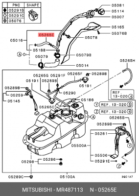 ШЛАНГ ТОПЛИВНОГО НАСОСА MR487113 MR487113 MITSUBISHI
