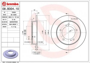 08.B304.10 диск тормозной передний!\ Suzuki Jimny 1.3 05> 08.B304.10 BREMBO