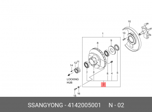 Ступица SSANGYONG Korando (96-) передняя OE 4142005001 SSANG YONG