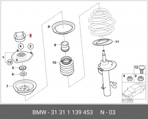 Колпачок BMW 3 (E30),5 (E39) опоры амортизатора переднего OE 31 31 1 139 453 BMW