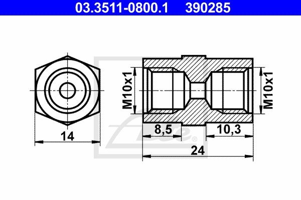 штуцер соединительный тормозного суппорта!\Audi 100/ SEAT Ibiza ST 1993 - 1996 03.3511-0800.1 ATE