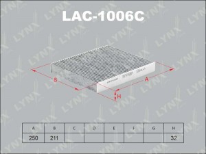 фильтр салона! угольный Audi A2, VW Polo 1.2-1.6/1.9TDI 03> LAC-1006C LYNXAUTO