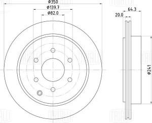 Диск торм. Nissan Patrol (10-)/Infiniti QX56/QX80 (10-) зад. d=350 (DF 084407)   DF084407 TRIALLI