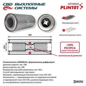 ПЛАМЕГАСИТЕЛЬ 10029052D ПЕРФОРИРОВАННЫЙ ДИФФУЗОР/ PLIN101/ CBD/ PLIN101 PLIN101 CBD