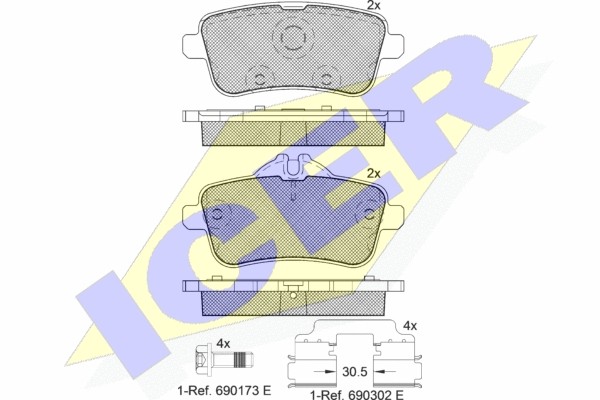 182072-200 колодки дисковые задние!\ MB W166/X166 ML 63AMG/GL 63 AMG 11> 182072200 ICER