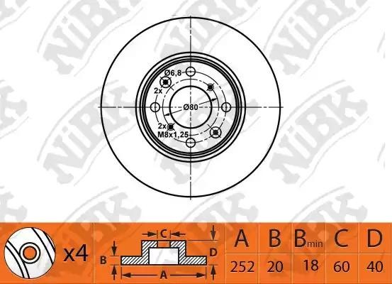 Диск тормозной SUZUKI Swift (04-10) передний (1шт.) NIBK RN1525 NIBK