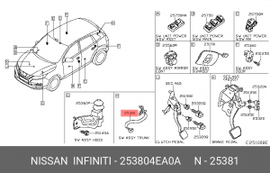 ПРОВОДКА ИЗОЛИРОВАННАЯ С КНОПОЧНЫМ ВЫКЛЮ 25380-4EA0A 25380-4EA0A NISSAN