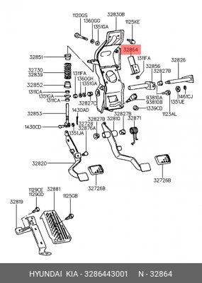 Кронштейн HYUNDAI H-100 педали тормоза OE 3286443001 HYUNDAI KIA
