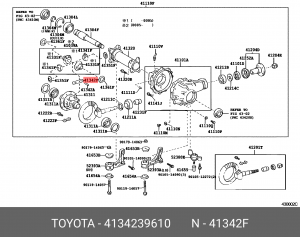 вал сателлита заднего дифференциала!\ Toyota 41342-39610 TOYOTA