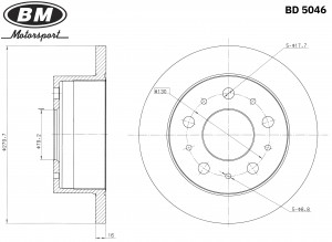Диск тормозной задний (1шт.)  BD5046 BD5046 BM MOTORSPORT